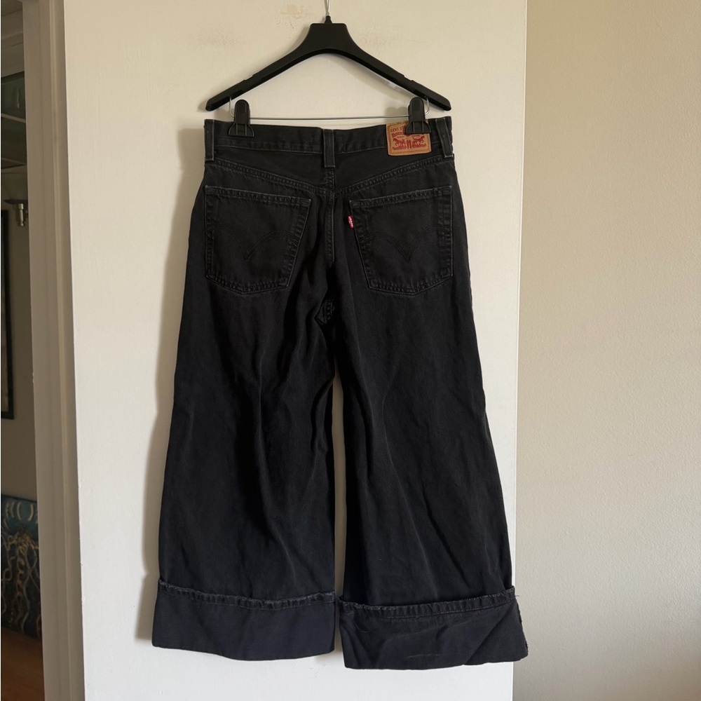 Levi’s Black Denim Foldover ‘94 Baggy Wide Leg Jeans size 26 - Picture 3 of 8